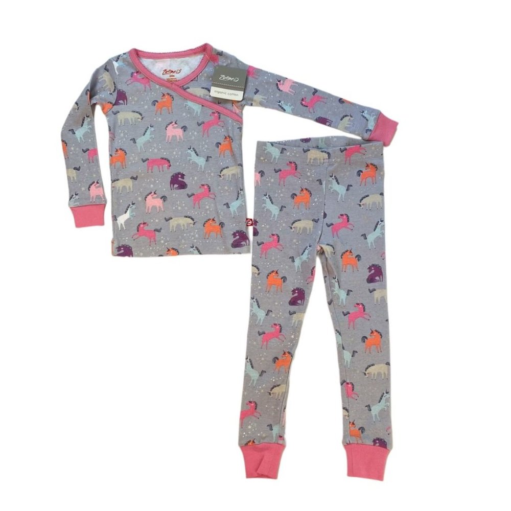 NWT Zutano Organic Cotton Girls Pajamas Set in Unicorn Print